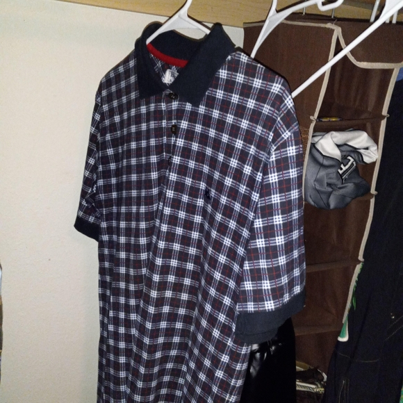Burberry blue plaid polo